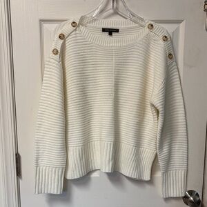 Kathy Ireland Cream Button-Shoulder Sweater